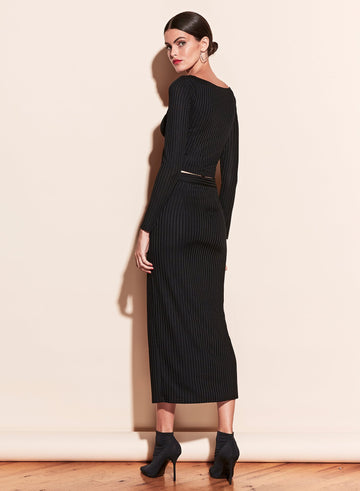 Black - Ribbed Skirt With Slit | Fleur du Mal - DEMO