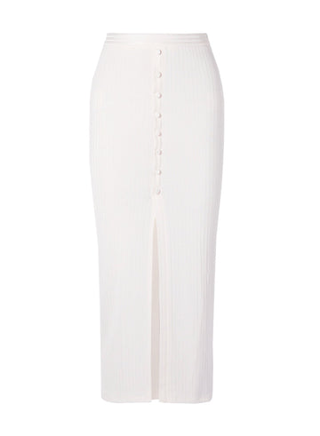 Ivory - Ribbed Snap Skirt With Slit | Fleur du Mal - DEMO