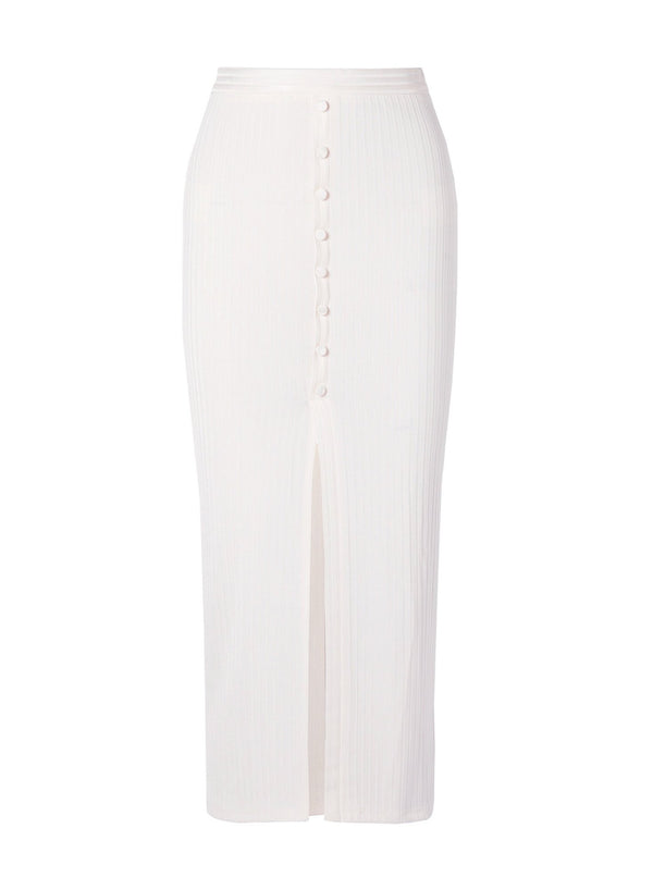 Ivory - Ribbed Snap Skirt With Slit | Fleur du Mal - DEMO