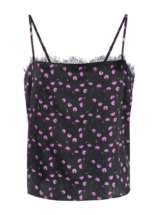 Rose quartz carnation - Straight Neck Cami with Lace Trim | Fleur du Mal - DEMO