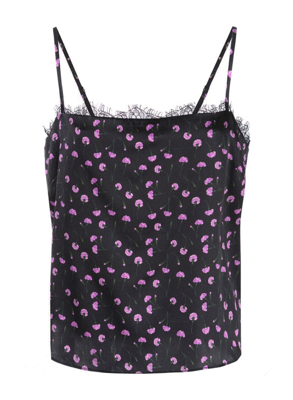 Rose quartz carnation - Straight Neck Cami with Lace Trim | Fleur du Mal - DEMO