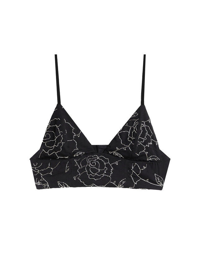 Black - Rose Beaded Bra Top | Fleur du Mal - DEMO