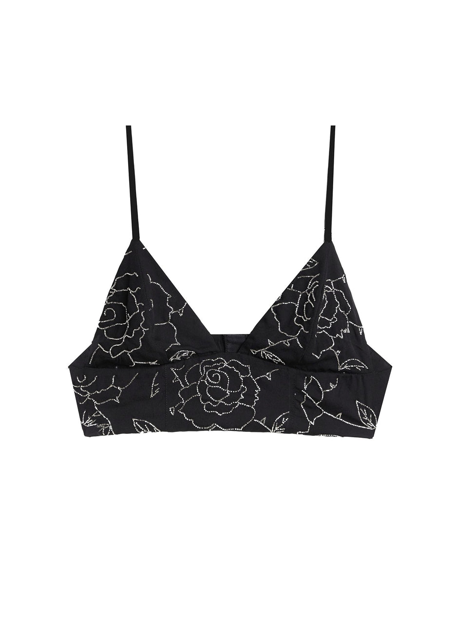 Black - Rose Beaded Bra Top | Fleur du Mal - DEMO