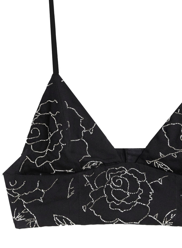 Black - Rose Beaded Bra Top | Fleur du Mal - DEMO