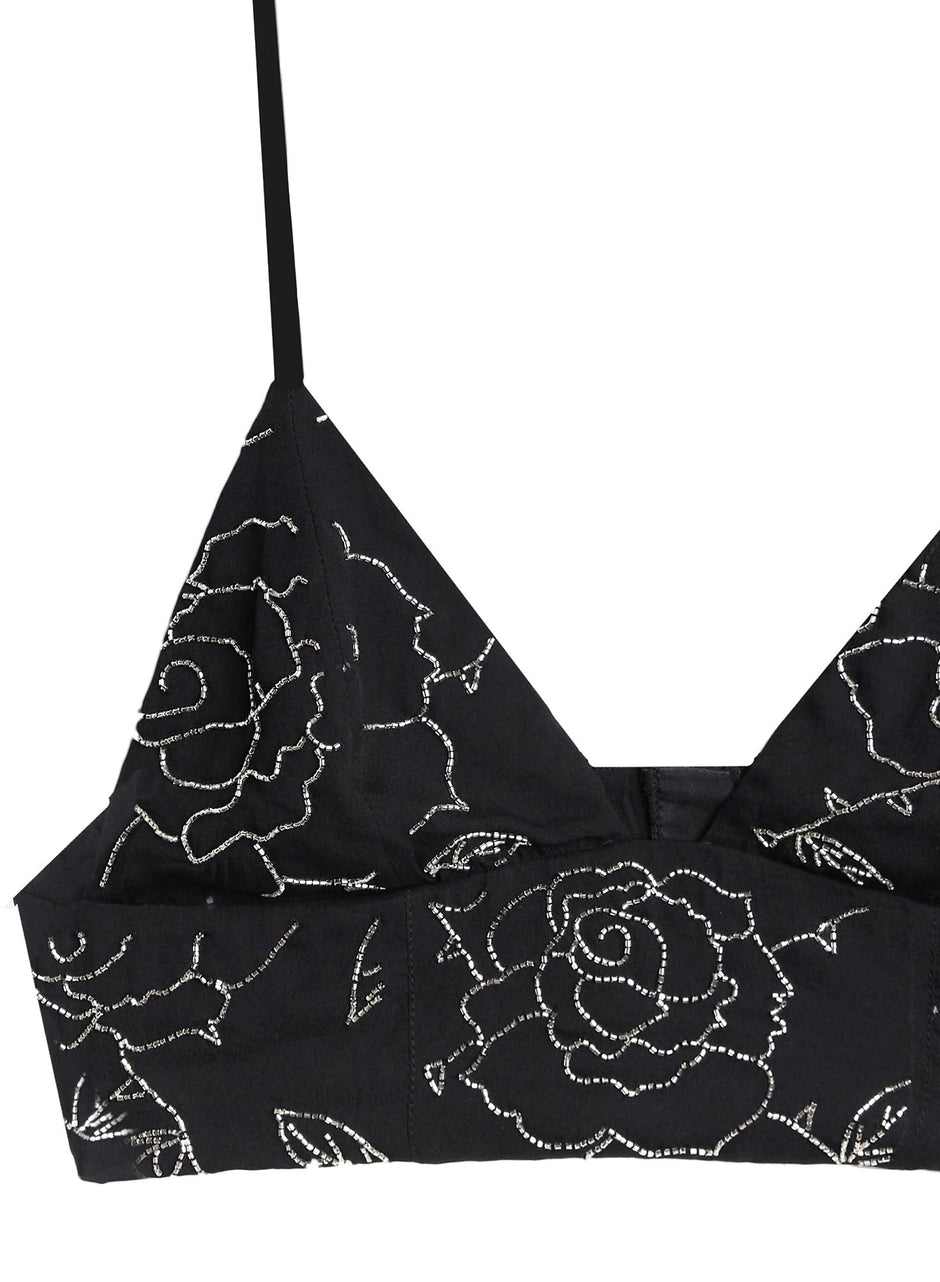 Black - Rose Beaded Bra Top | Fleur du Mal - DEMO