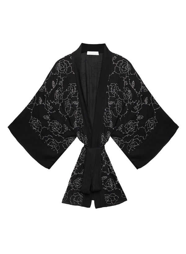 Black - Rose Beaded Kimono | Fleur du Mal - DEMO