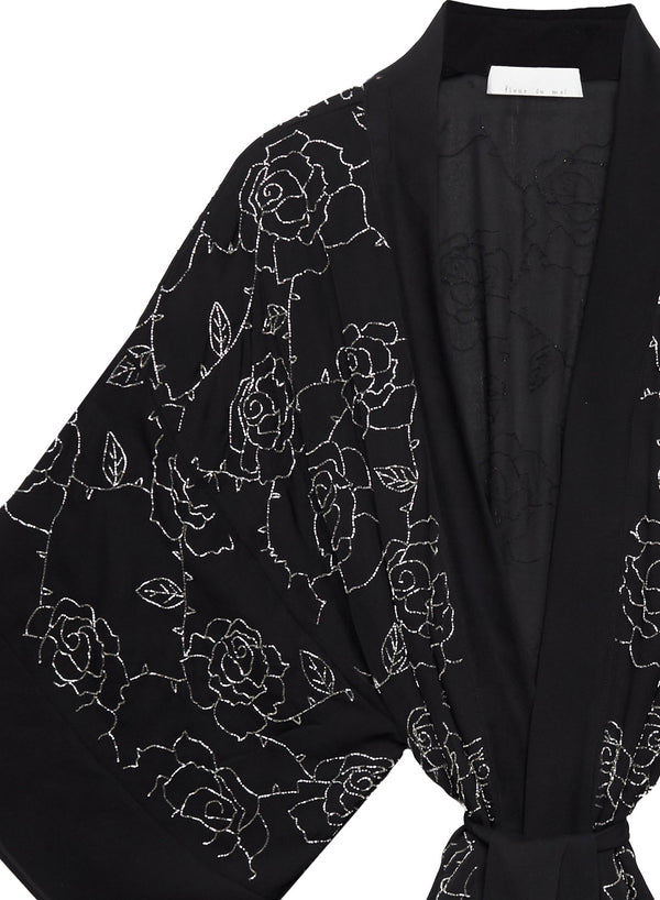 Black - Rose Beaded Kimono | Fleur du Mal - DEMO