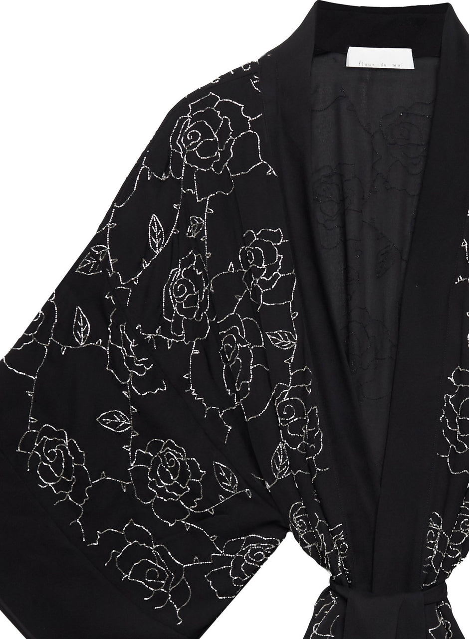 Black - Rose Beaded Kimono | Fleur du Mal - DEMO