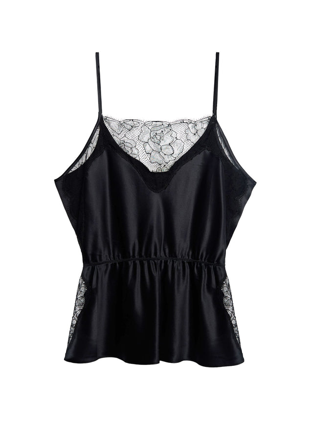 Black - Satin Rose Lace Cami | Fleur du Mal - DEMO