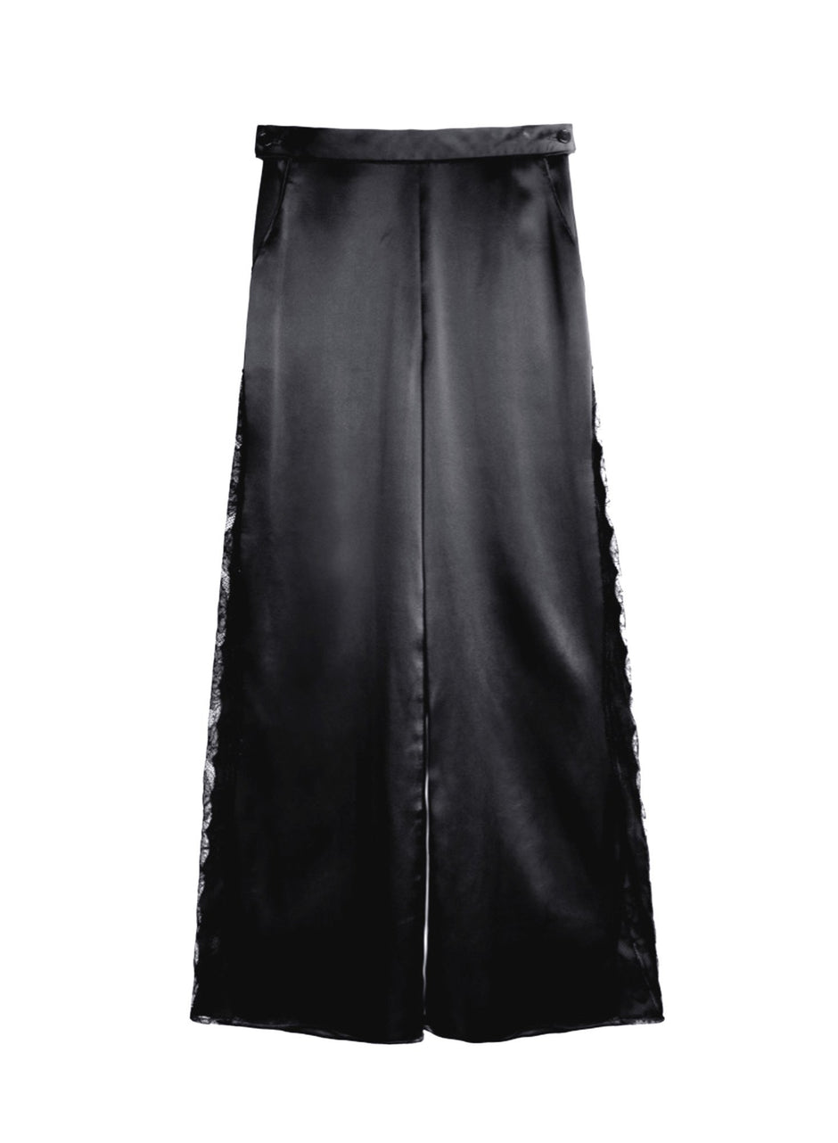 Black - Rose Lace Wide Leg Pant | Fleur du Mal - DEMO
