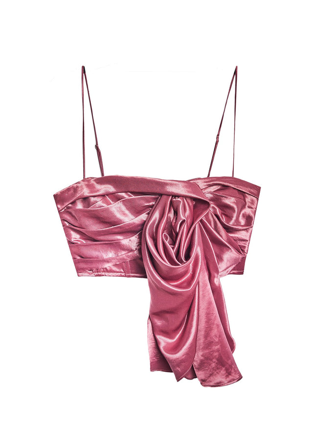 Shiny rosewood - Rosewood Luster Drape Bustier Top | Fleur du Mal - DEMO