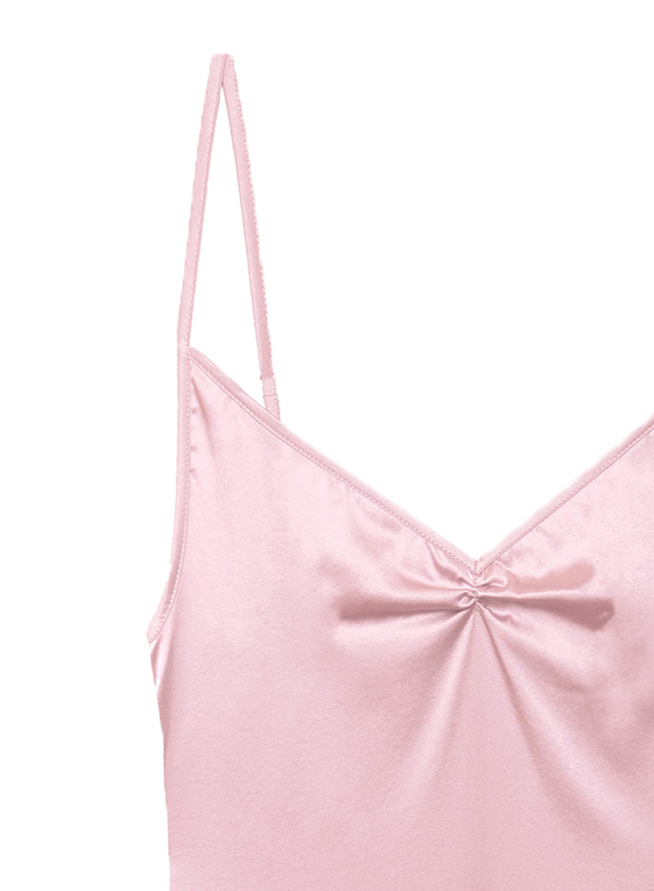 Rose pink - James Lace Rouched V-Neck Slip | Fleur du Mal - DEMO