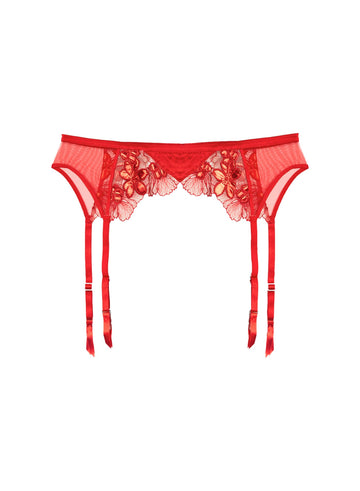 Rouge - Violet Embroidered Garter Belt | Fleur du Mal - DEMO