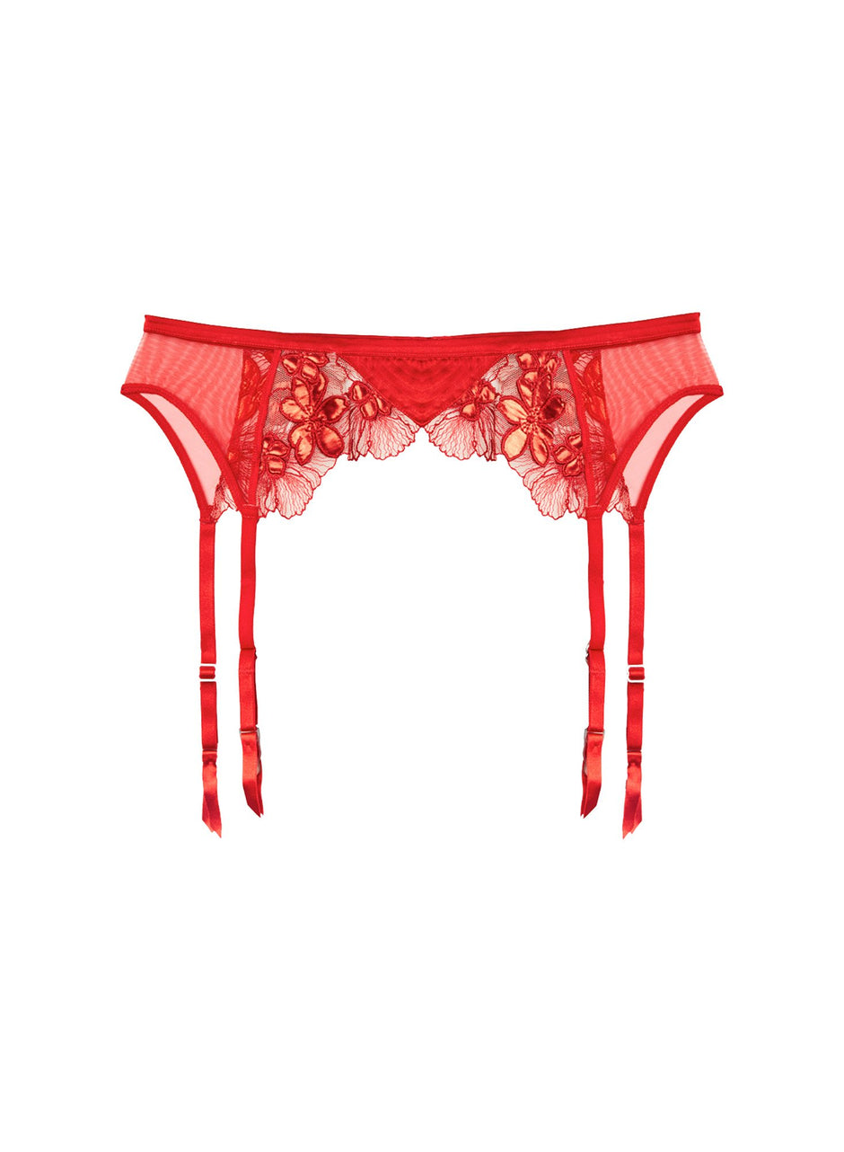 Rouge - Violet Embroidered Garter Belt | Fleur du Mal - DEMO