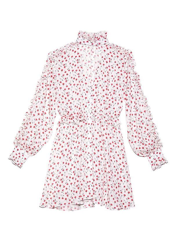 Fire opal carnation - Ruffle Shirt Dress | Fleur du Mal - DEMO