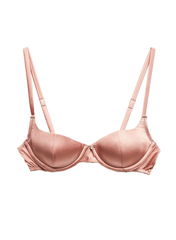 Tan - Satin Luxe Balconette Bra | Fleur du Mal - DEMO