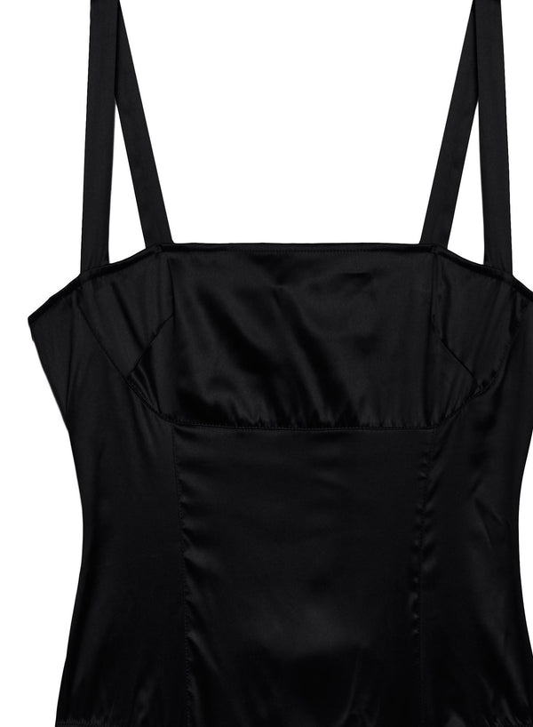 Black - Satin Ponte Paneled Bodysuit | Fleur du Mal - DEMO