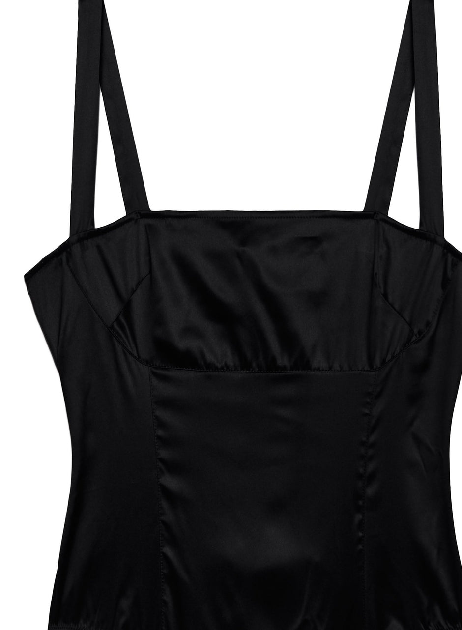Black - Satin Ponte Paneled Bodysuit | Fleur du Mal - DEMO