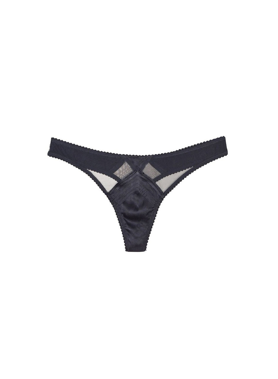 Black - Top Stitch Thong | Fleur du Mal - DEMO
