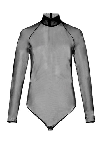 Black - Sheer Tulle Turtleneck Bodysuit | Fleur du Mal - DEMO