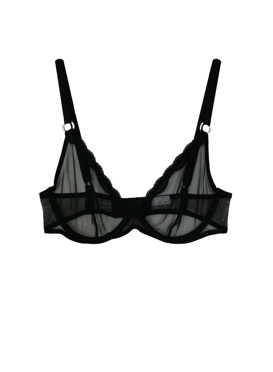 Black - Fuller Cup Sheer Tulle Demi Bra | Fleur du Mal - DEMO