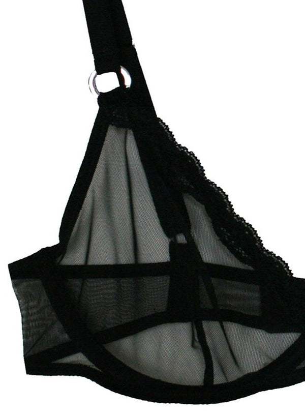 Black - Fuller Cup Sheer Tulle Demi Bra | Fleur du Mal - DEMO