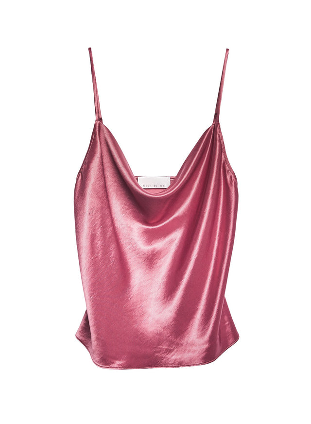 Shiny rosewood - Rosewood Luster Cowl Neck Cami | Fleur du Mal - DEMO