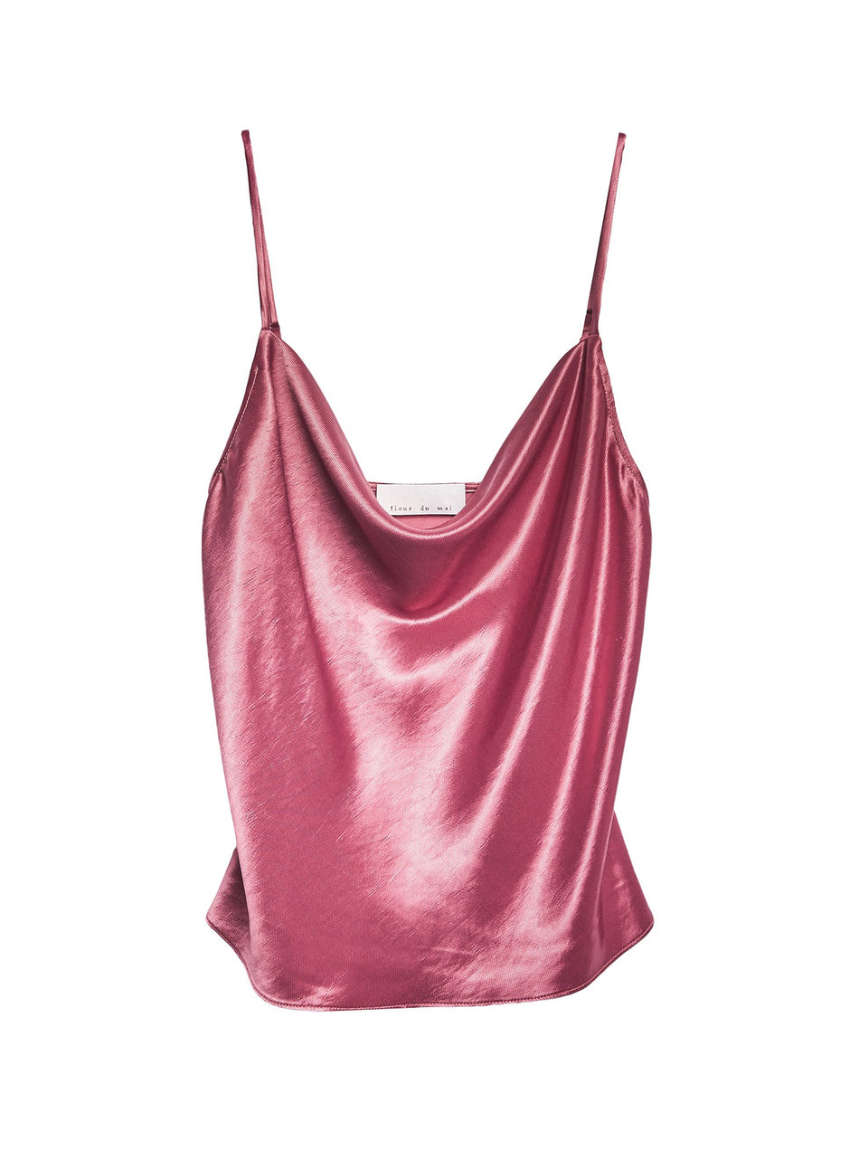 Shiny rosewood - Rosewood Luster Cowl Neck Cami | Fleur du Mal - DEMO