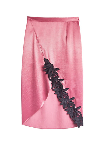 Shiny rosewood - Rosewood Luster Asymmetrical Skirt | Fleur du Mal - DEMO