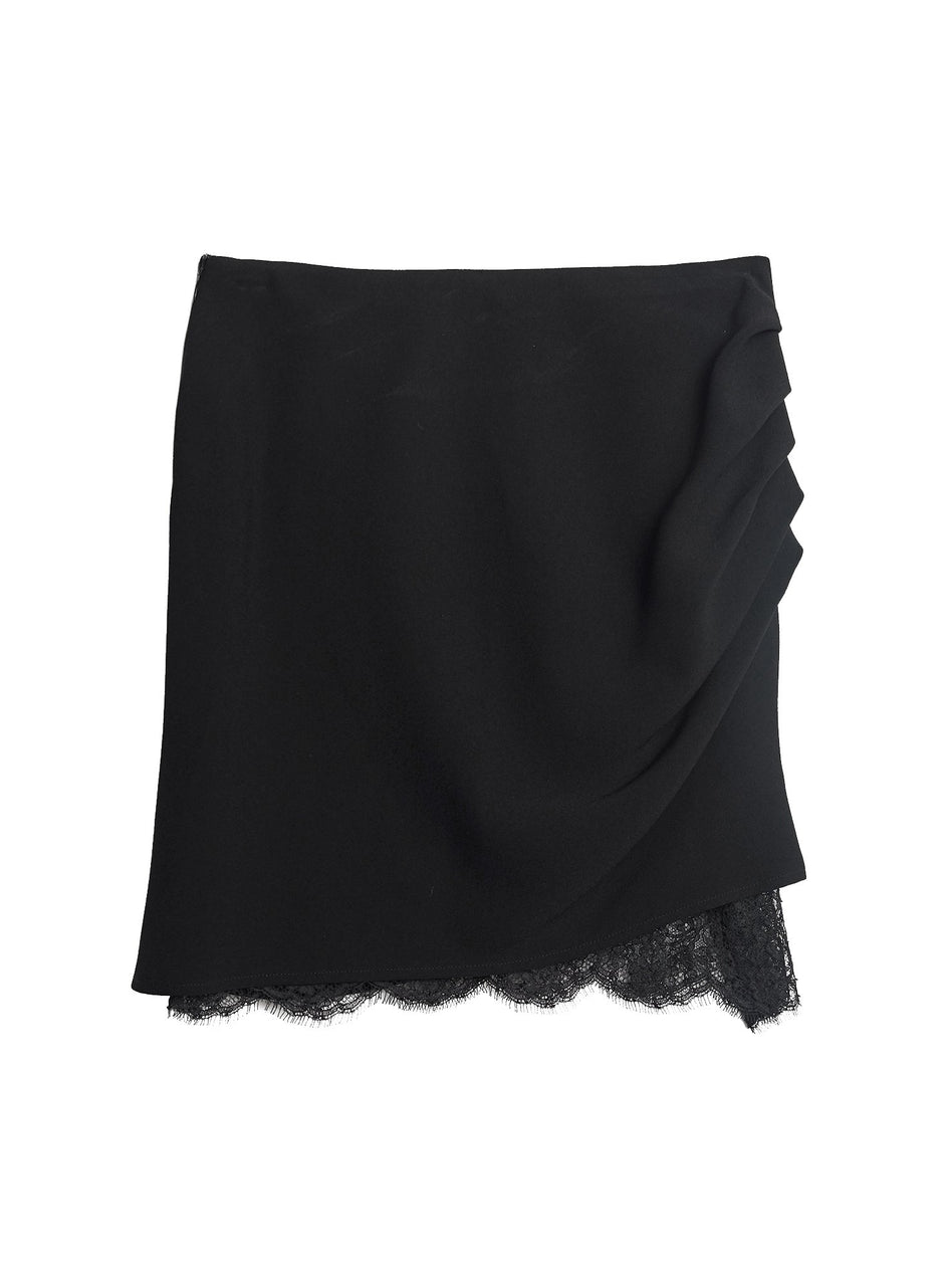 Black - Side Draped Skirt | Fleur du Mal - DEMO