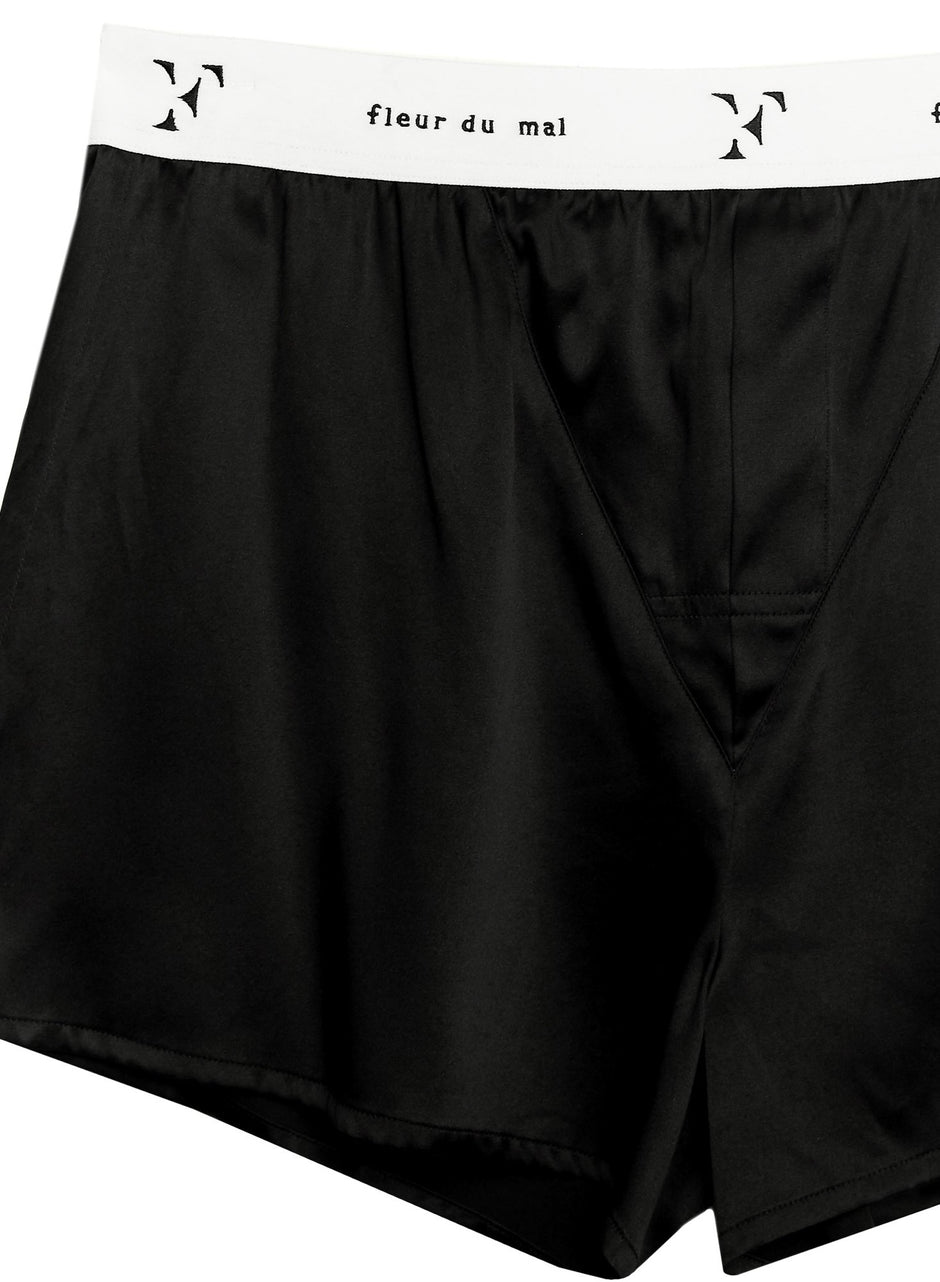 Black - Unisex Washable Silk Boxers | Fleur du Mal - DEMO