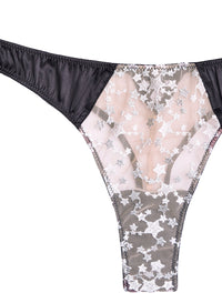 Star Embroidery Satin Framed Thong