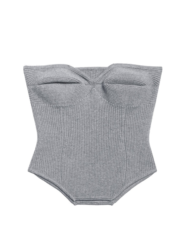 Heather grey - Strapless Knit Corset Top | Fleur du Mal - DEMO