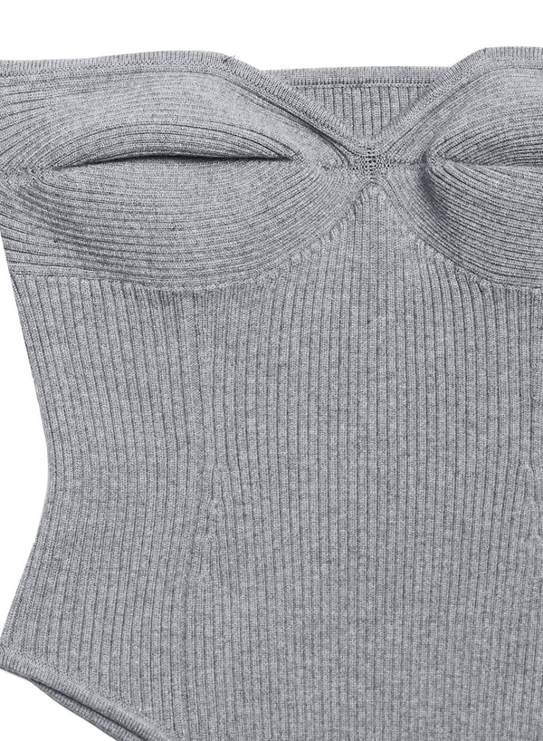 Heather grey - Strapless Knit Corset Top | Fleur du Mal - DEMO