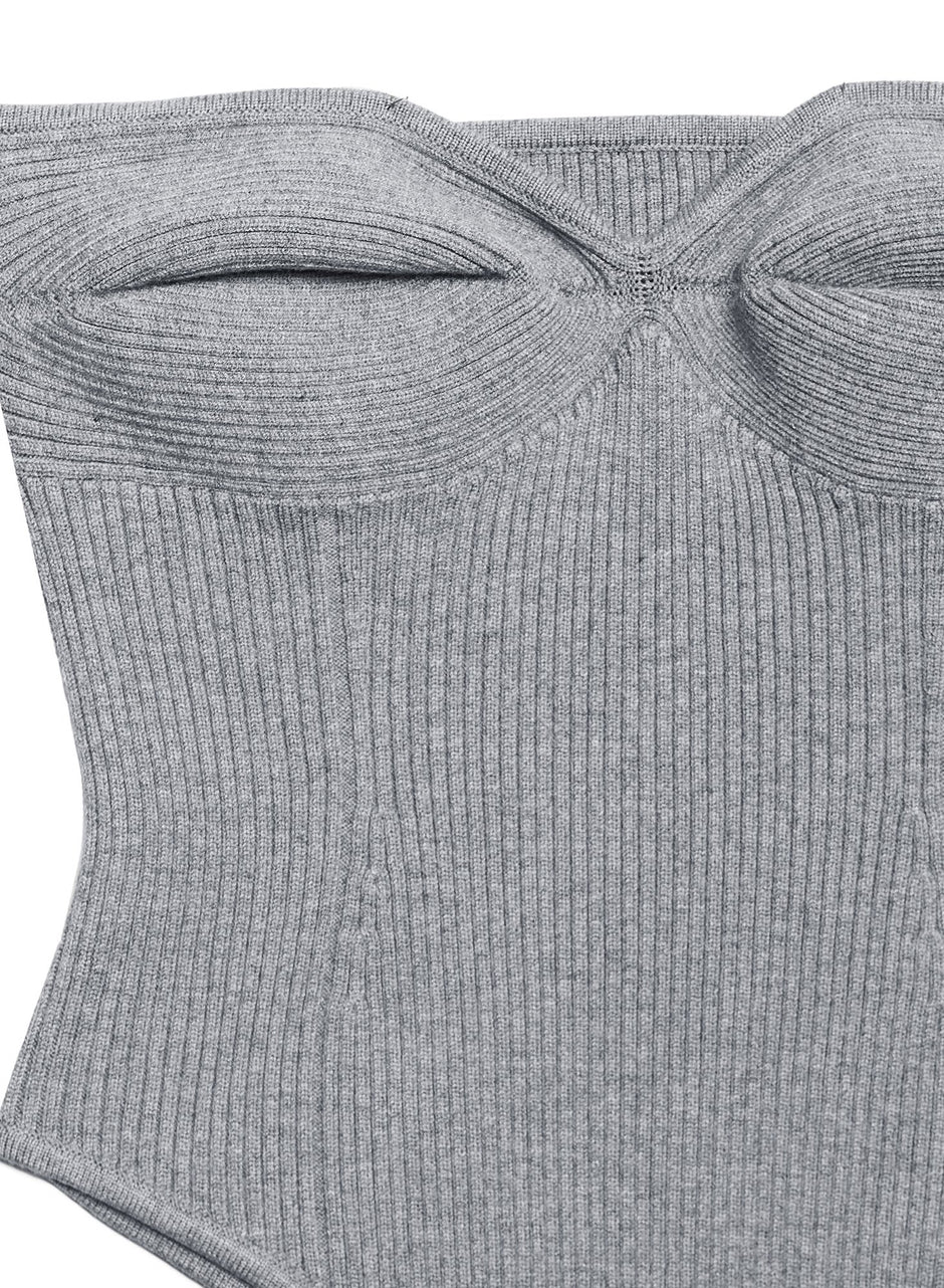 Heather grey - Strapless Knit Corset Top | Fleur du Mal - DEMO