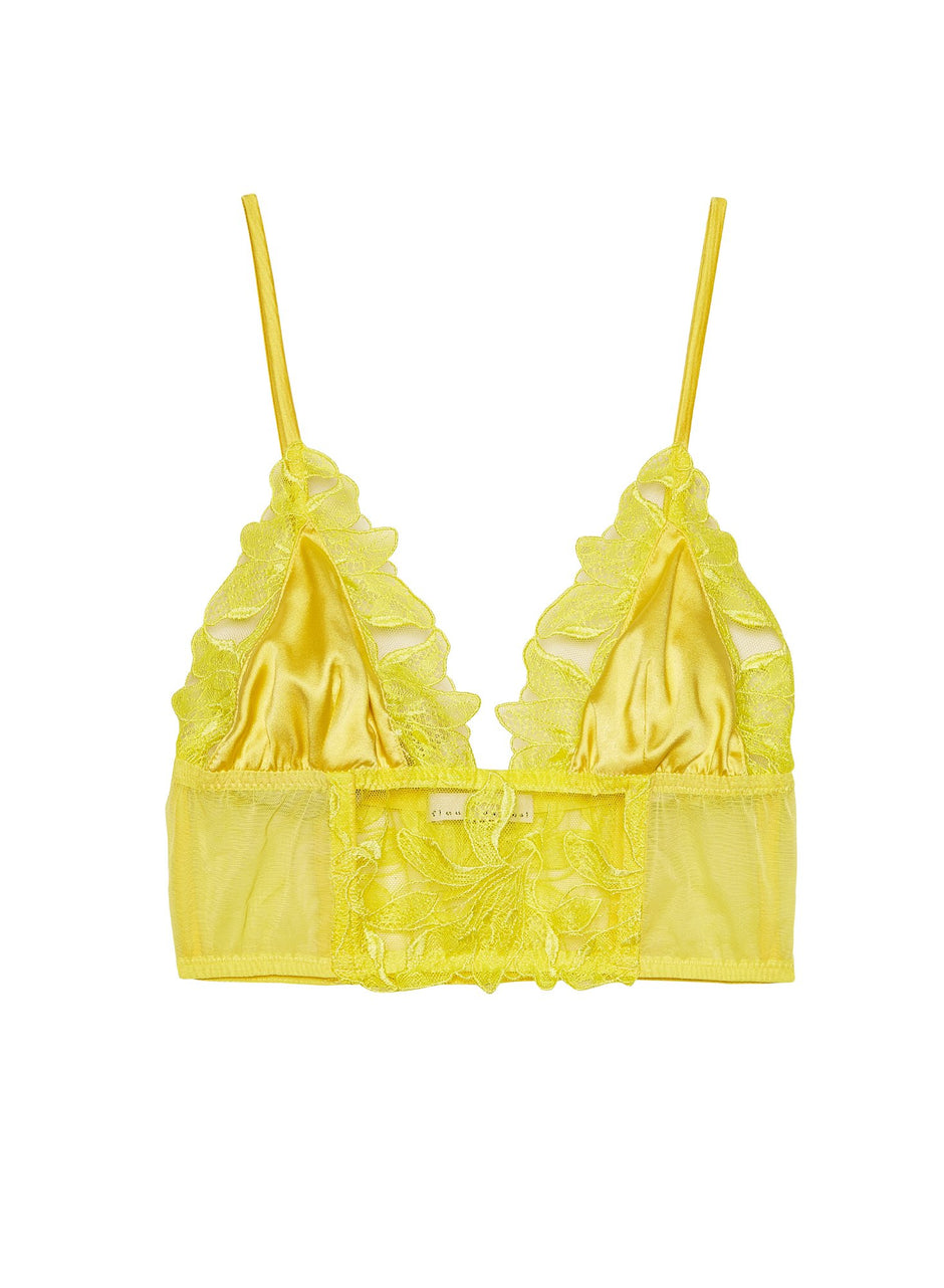 Sunshine - Lily Embroidery Longline Triangle Bra | Fleur du Mal - DEMO