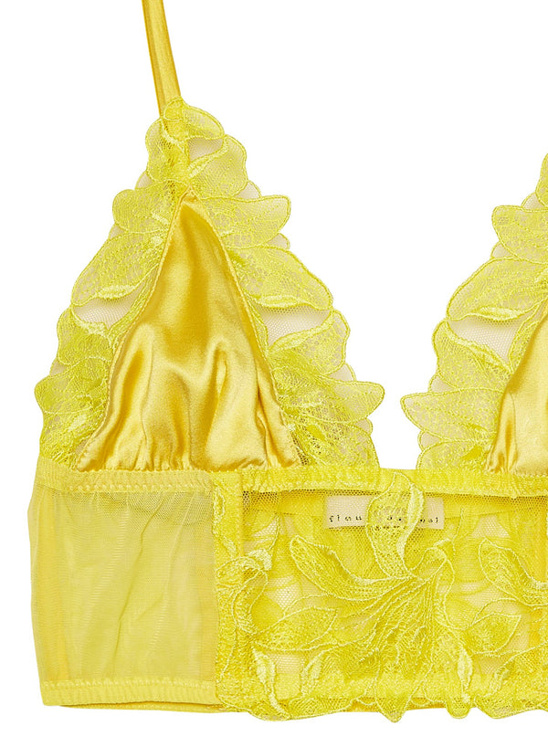 Sunshine - Lily Embroidery Longline Triangle Bra | Fleur du Mal - DEMO