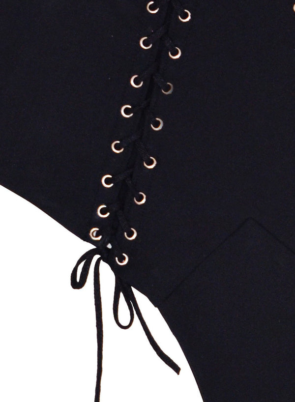 Black - Lace Up High Waist Bikini | Fleur du Mal - DEMO