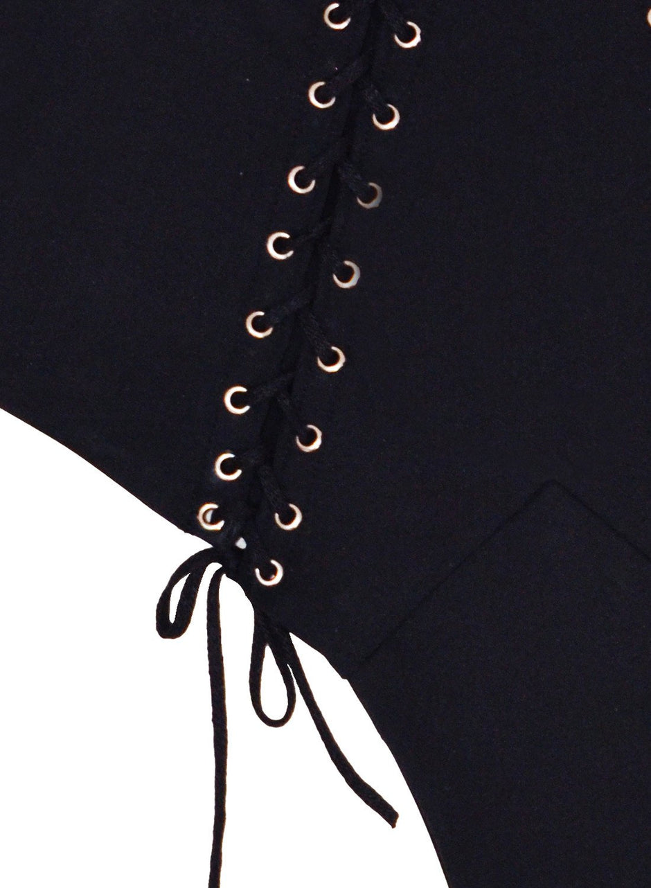 Black - Lace Up High Waist Bikini | Fleur du Mal - DEMO