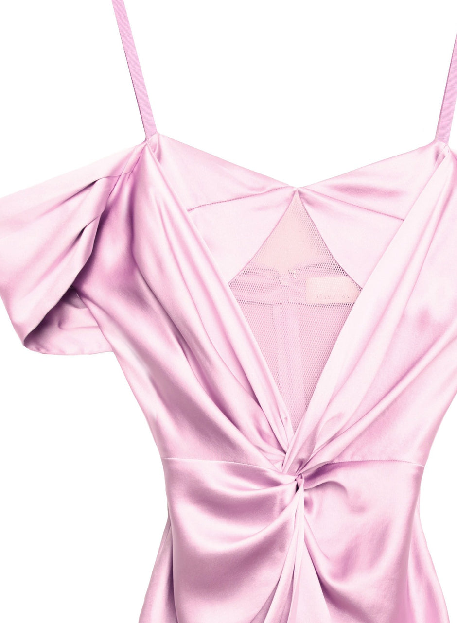 Sweet pea - Silk &amp; Mesh Draped Dress | Fleur du Mal - DEMO