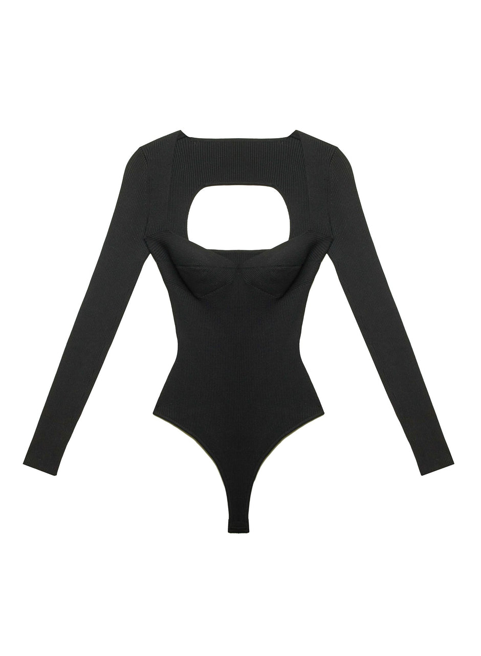 Black - Sweetheart Neckline Bodysuit | Fleur du Mal - DEMO