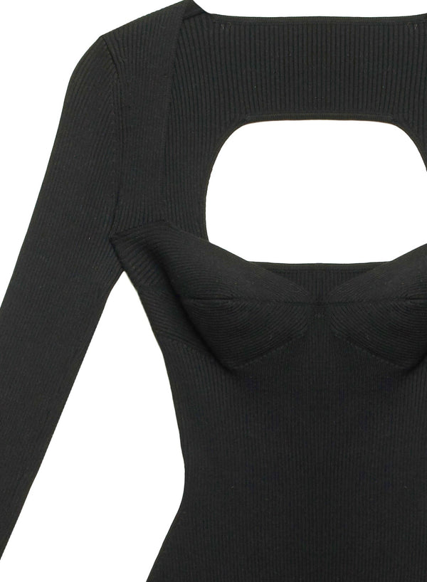 Black - Sweetheart Neckline Bodysuit | Fleur du Mal - DEMO