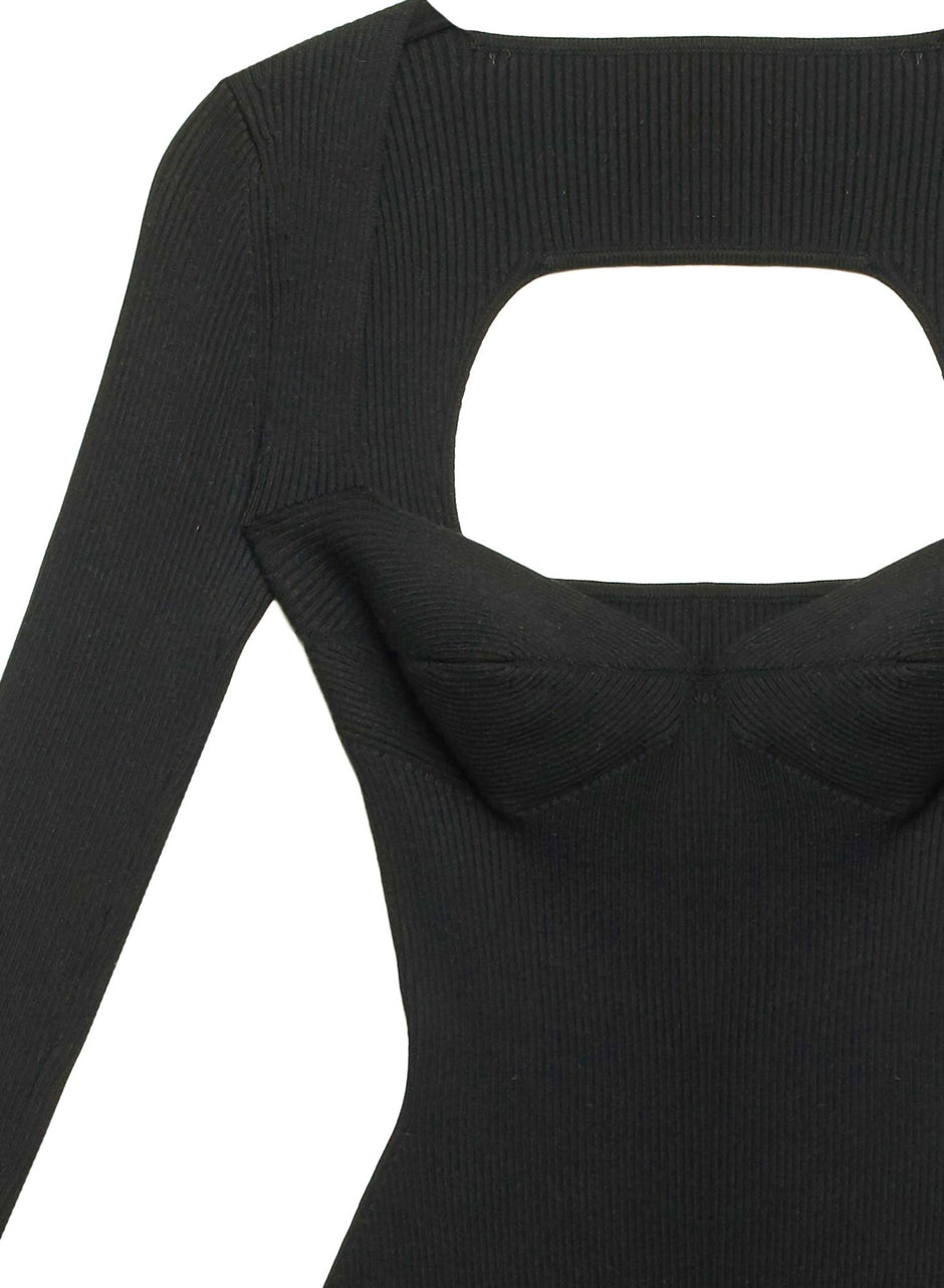 Black - Sweetheart Neckline Bodysuit | Fleur du Mal - DEMO