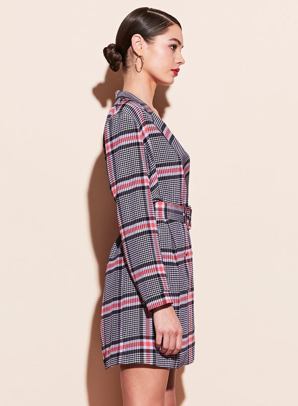 Tanzanite check - Belted Blazer Dress | Fleur du Mal - DEMO