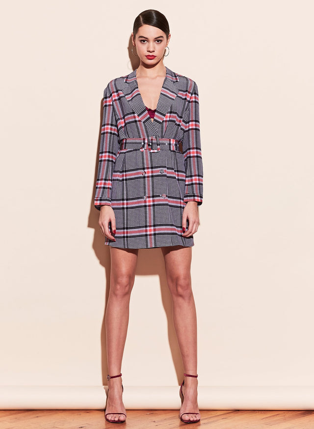 Tanzanite check - Belted Blazer Dress | Fleur du Mal - DEMO