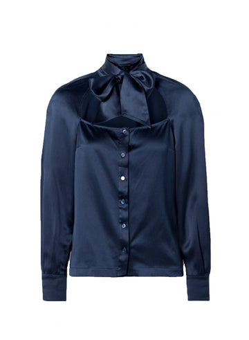 Indigo - Tie Neck Décolleté Blouse | Fleur du Mal - DEMO