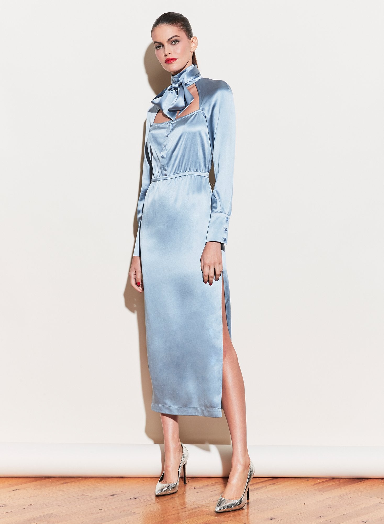 Tie Neck Décolleté Dress