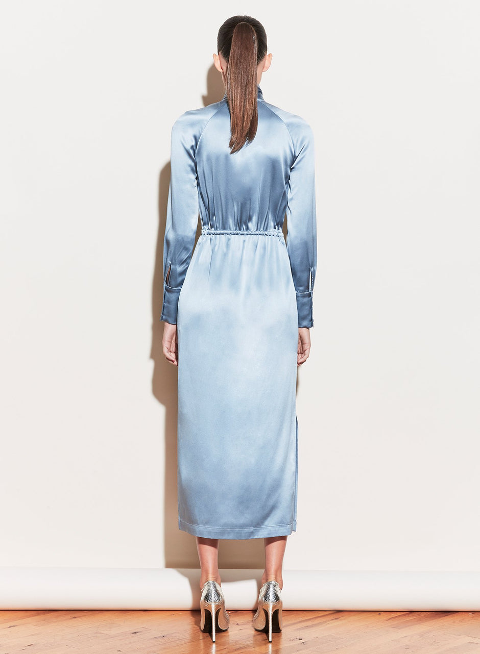 Steel blue - Tie Neck Décolleté Dress | Fleur du Mal - DEMO