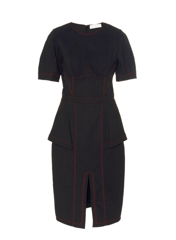 Black - Topstitch Corset Dress | Fleur du Mal - DEMO