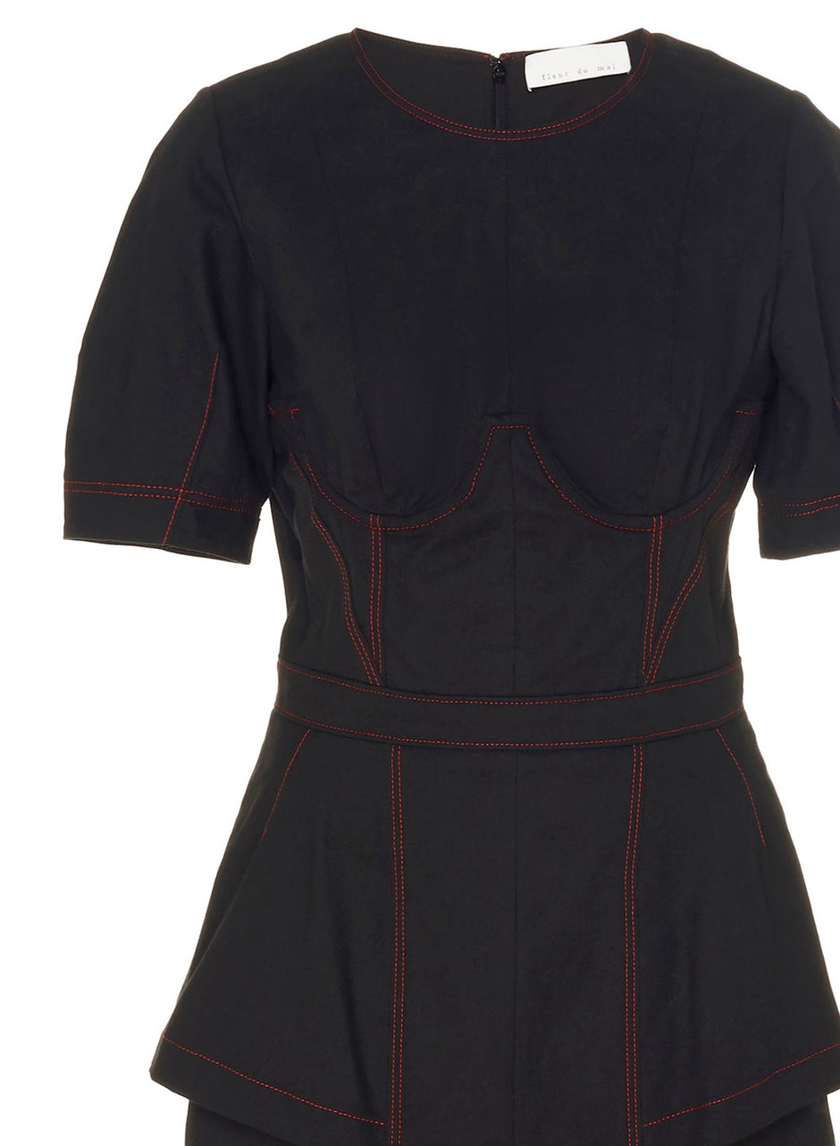 Black - Topstitch Corset Dress | Fleur du Mal - DEMO